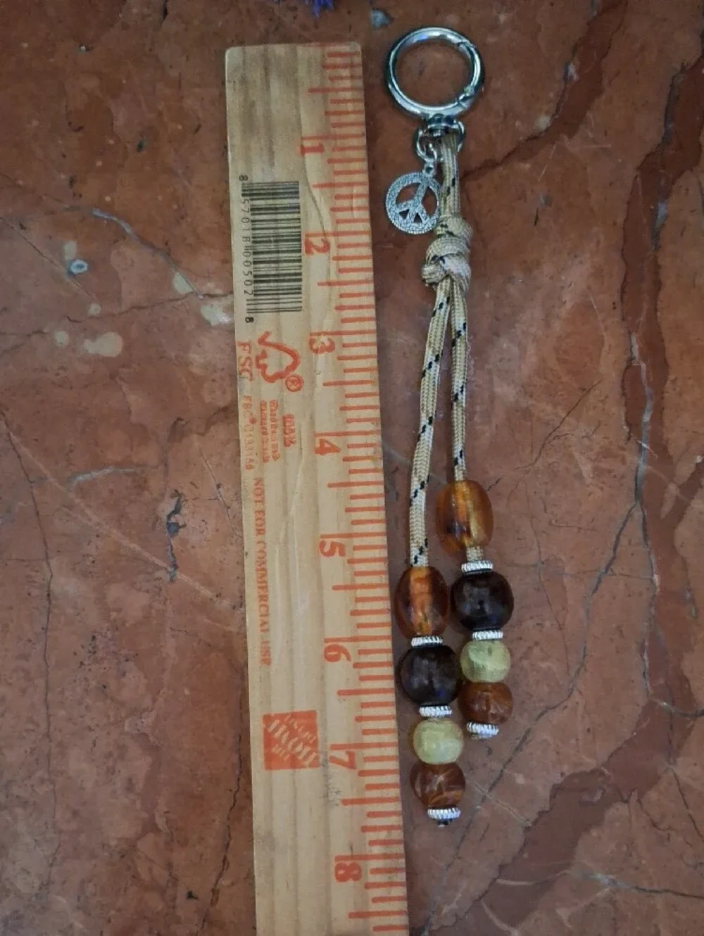Beaded Tassel Keychain Bag Charm - Amber, Brown & Cream